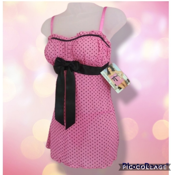 MEDIUM or LARGE pink pokadot babydoll - Picture 2 of 8